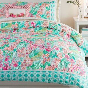 Lilly Pulitzer x Pottery Barn Teen Orchid Border full/queen duvet and shams
